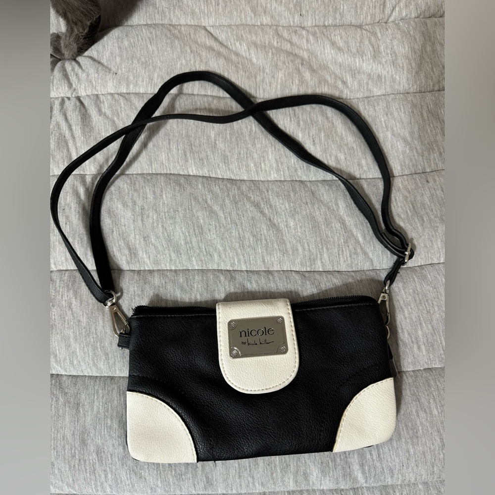 Nicole Two-Tone Black and Cream Crossbody Bag